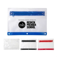 Clear zippered pouch with 3 hole punched to fit any 3... from ASI 41511...
