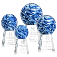 The mesmerizing Naples Art Glass Award features blue and white swirls... from...