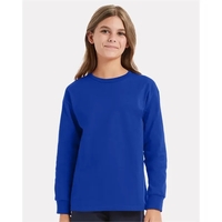 Long sleeve T-shirt for youth with lay flat collar, tag-free neck... from ASI...