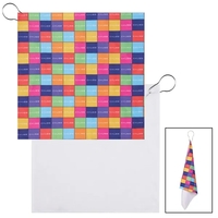Recycled PET microfiber golf towel with hook and full color dye... from ASI...