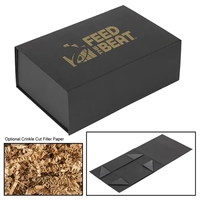Folding black matte cardboard gift box for storing and presenting branded......