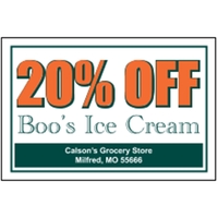 3" x 2" white vinyl decal with square corners and one... from ASI 89910...