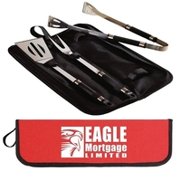 Three-piece BBQ set with tongs, fork and spatula in a matching... from ASI...