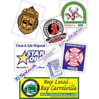 Customizable white vinyl square-cut decal with back adhesive and a one......