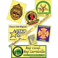 Customizable yellow vinyl square-cut decal with back adhesive and a one......