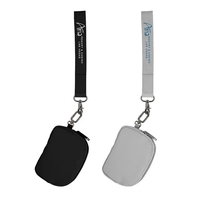 Polyester wristlet lanyard and round recycled PU zip pouch.... from ASI 88060...