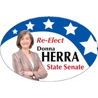 6" x 4" oval shaped white vinyl bumper sticker with pressure-sensitive......