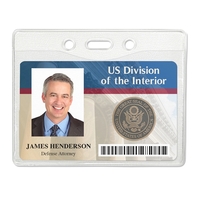 Horizontal Oversize Vinyl Badge Holder w/ Slot & Chain Holes