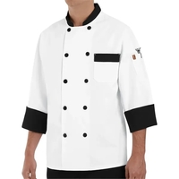 White garnish chef coat with black trim on the collar, cuffs,... from ASI...