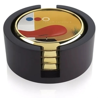 Four Round Radiant Coasters with Wood Tray... from ASI 40480 Koozie Group /...