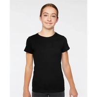 Girls' longer length t-shirt with taped neck. Blank product.... from ASI...