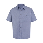 Red Kap Men's Mini-Plaid Uniform Short Sleeve Shirt