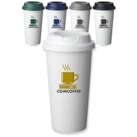 16 oz. insulated plastic coffee tumbler with matte color finish and... from...