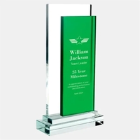 Personalize this color rectangle award with clear base by engraving the......