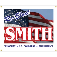 5' x 4' reinforced vinyl banner with four color process printing... from ASI...