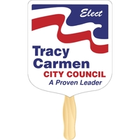 Shield shaped rally hand fan, attached to a wooden handle.... from ASI 89910...