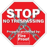 Octagon Security Decal - White Vinyl 4CP