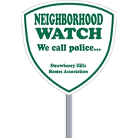 Shield shaped security sign made of .055" white polyethylene.... from ASI...