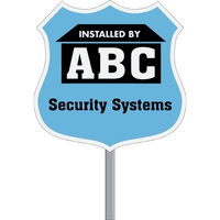 Badge shaped security sign made of .055" white polypropylene with...