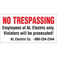 6" x 3" .055" Polyethylene Sign