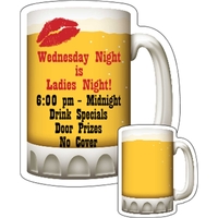 Mug shaped beverage coaster made of .035" or .055" thick paperboard;... from...