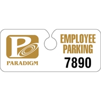 4.75" x 2" hidden hang tag made of .035" white polyethylene.... from ASI...
