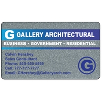 Business card made of .030" gloss silver deluxe plastic with four... from ASI...