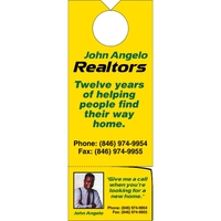 3.125" x 8.125" door knob hanger made of white tag stock... from ASI 89910...