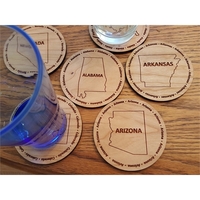 3.5" round wooden coasters with State of Arizona shape in the... from ASI...