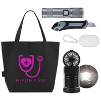 Kit for people recovering after natural disasters. Includes: Rechargeable...