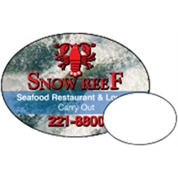 1.5" x 2.125" oval shaped magnet with 4CP customization.... from ASI 89910...