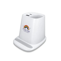 Multifunction Desktop Charger features a 5-watt wireless charger, 2 USB...