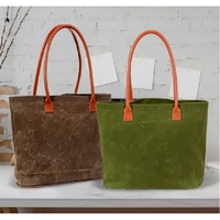 Durable waxed canvas tote bag with leatherette handles.... from ASI 66230...