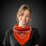 Orange 22" x 22" Cotton Paisley Bandanas