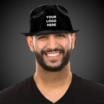 Black Plastic Gangster Fedora Hat