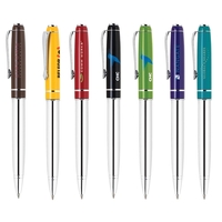 Aluminum twist-action pen with a laquered colored cap, enamel coating...
