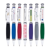 Solid brass click-action pen with a metallic white finish and ultra-soft......