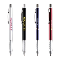 Click-action pen with a solid brass barrel, dimpled grip, and silver... from...