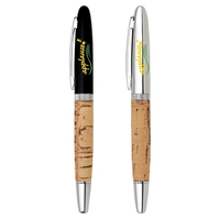 Twist-action rollerball pen with a cork barrel and a cap with... from ASI...