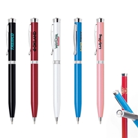 Aluminum twist-action ballpoint pen with a slim body, lustrous enamel...