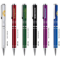 Aluminum twist-action ballpoint pen with a bright, colorful lacquer-finished...
