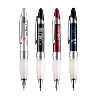 Heavy brass twist-action ballpoint pen with a frosted comfort rubber grip.......