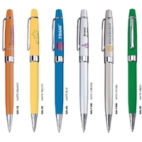 Vibrant fashion colored ballpoint pen with a chrome-plated clip and...