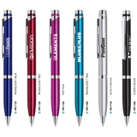 Aluminum twist-action ballpoint pen with a stylish and colorful body with......