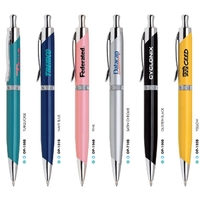 Brass click-action ballpoint pen with diamond cut bands and silver trims.......