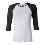 BELLA + CANVAS Women's 1X1 Baby Rib Raglan Three-Quarter ...