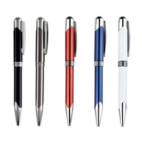 Metal twist-action ballpoint pen with silver tone writing tip, pocket...