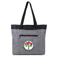 16" x 15" x 4.5" heather gray polyester tote bag with... from ASI 37980 Bagworld