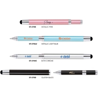 Stainless steel cap-off ballpoint pen with a cool metallic color finish,......