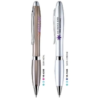 Twist-action pen made of solid brass with a satin chrome finish,... from ASI...